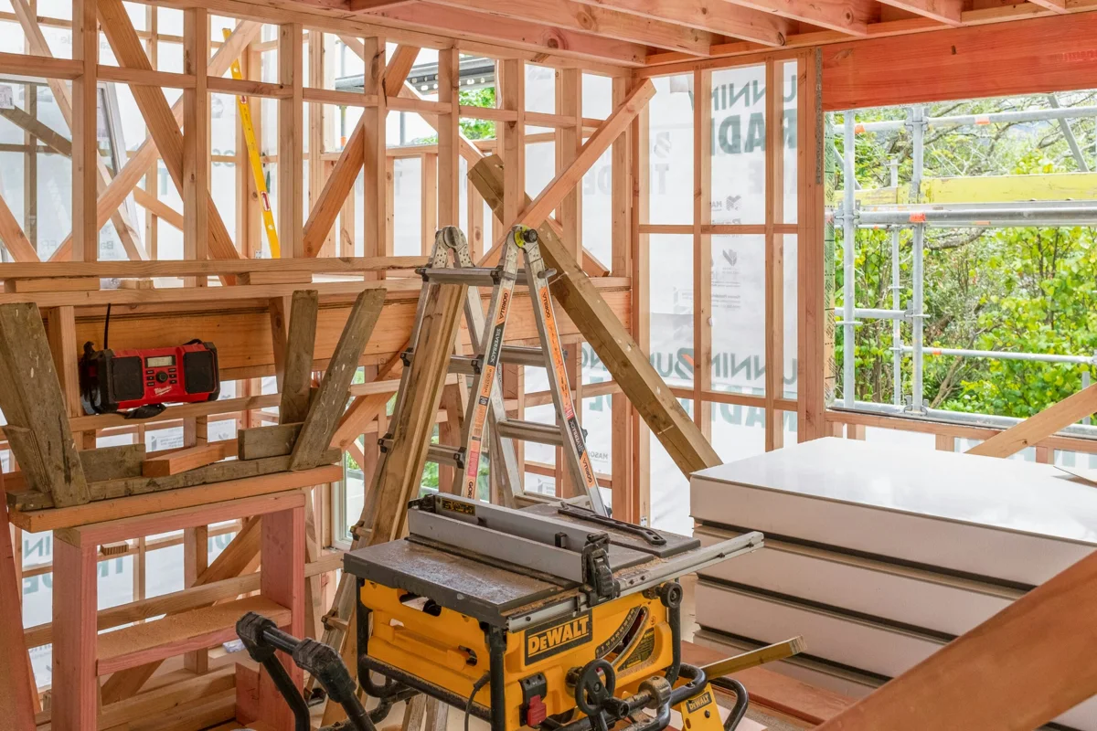 Timber framing at a Wellington building site